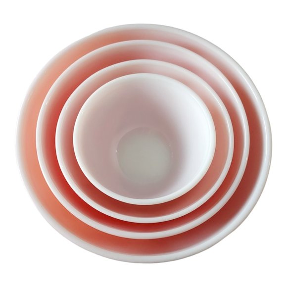 "RARE" Authentic 1950's Pyrex Pink Nesting Mixing Bowls Set of 4 - Picture 5 of 15